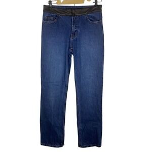 Y2K VTG‎ DKNY JEANS Women Denim Faux Leather Waist Straight Jeans Size 6